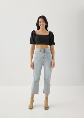 Lottie Padded Elastic Puff Sleeve Top