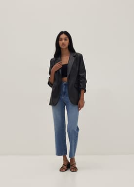 Jalessa Tailored Faux Leather Blazer