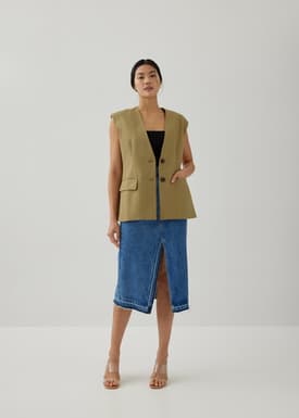 Zilla Shoulder Padded Linen Vest