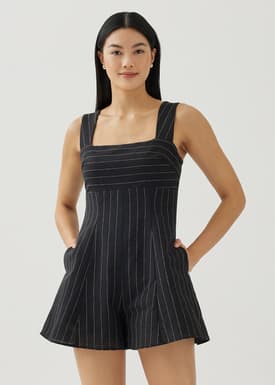 Leisha Linen Square Neck Romper