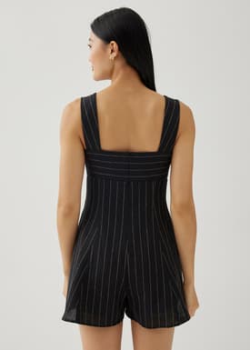 Leisha Linen Square Neck Romper