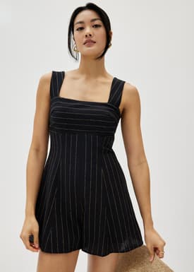 Leisha Linen Square Neck Romper