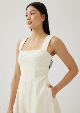 Leisha Linen Square Neck Romper