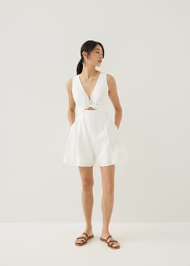 Delany Padded Cotton Wide Leg Romper