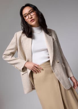 Shoulder Padded Tailored Tweed Blazer