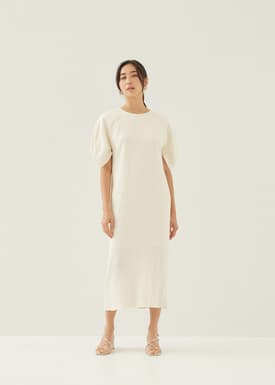 Haina Textured Column Midi Dress