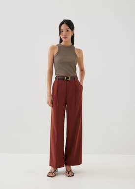 Gretal Tailored Pleated Straight Leg Pants