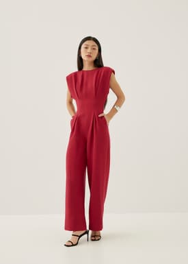 Glynda Padded Cut Out Straight Leg Jumpsuit