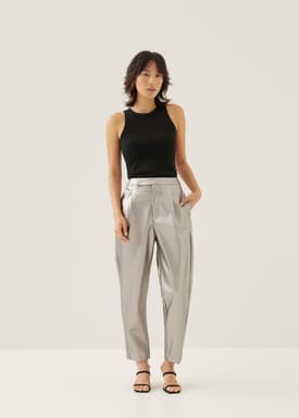 Beckey Metallic Pleather Peg Leg Pants