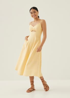 Arla Padded Tweed Fit & Flare Midi Dress