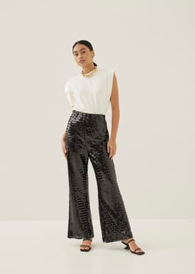Faiza Sequined Flare Pants