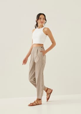 Grenda Elastic Striped Peg Leg Pants