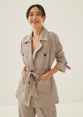 Grenda Striped Collared Jacket