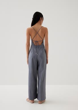 Marta Padded Tie Back Wide Leg Jumpsuit