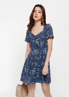 Mellie Printed Tie-front Dress