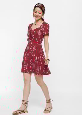 Mellie Printed Tie-front Dress
