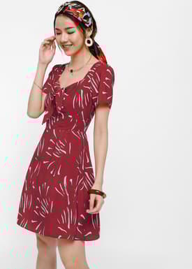 Mellie Printed Tie-front Dress