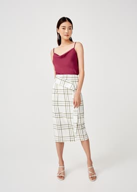 Livia Drape Midi Pencil Skirt in Tuscany Check