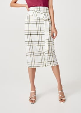 Livia Drape Midi Pencil Skirt in Tuscany Check