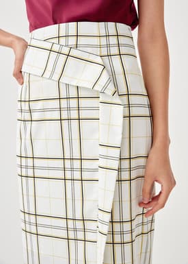 Livia Drape Midi Pencil Skirt in Tuscany Check