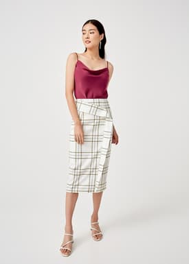 Livia Drape Midi Pencil Skirt in Tuscany Check