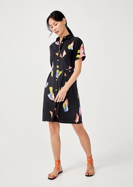 Kyleigh Printed Button-down Shirt Dress