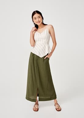 Opelia Asymmetrical Hem Peplum Top