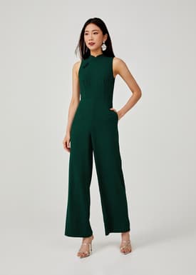 Esmena Mandarin Collar Wide Leg Jumpsuit