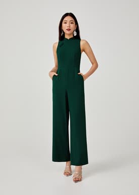 Esmena Mandarin Collar Wide Leg Jumpsuit