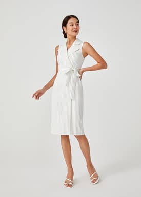 Merida Pinstripe Tailored Midi Dress