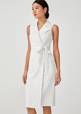 Merida Pinstripe Tailored Midi Dress