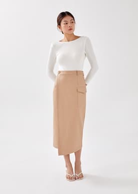 Brooke Asymmetrical Pleather Wrap Skirt