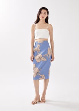 Simoni Pencil Midi Skirt in Spirited Blooms