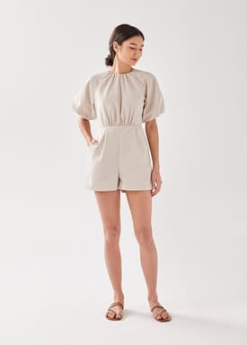Almi Padded Puff Sleeve Romper