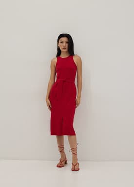 Olym Ribbed Knit Midi Dress