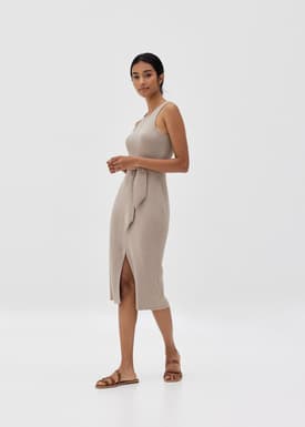 Olym Ribbed Knit Midi Dress