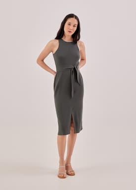 Olym Ribbed Knit Midi Dress