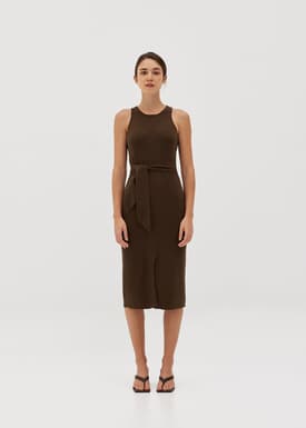 Olym Ribbed Knit Midi Dress