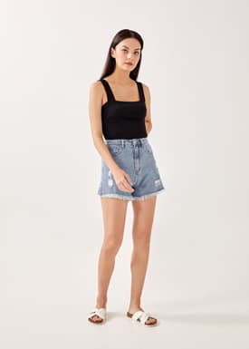 Blaine Fray Hem Denim Shorts