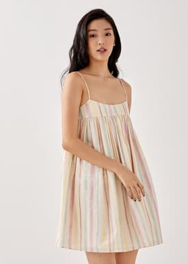 Phoebe Babydoll Striped Mini Dress