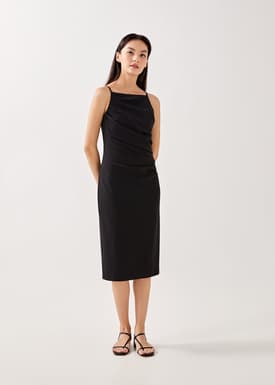 Jaena Drape Bodycon Midi Dress