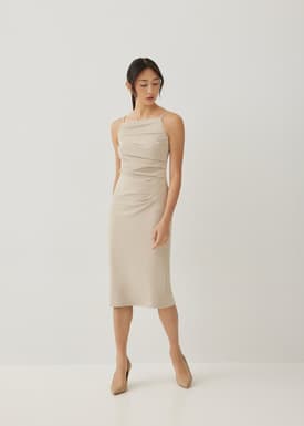 Jaena Drape Bodycon Midi Dress