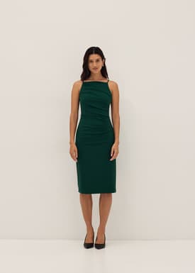 Jaena Drape Bodycon Midi Dress