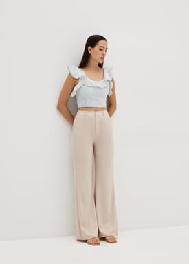 Aella Textured Frill Crop Top