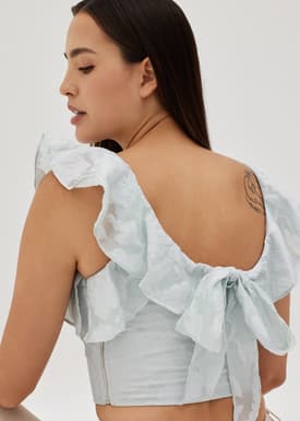 Aella Textured Frill Crop Top