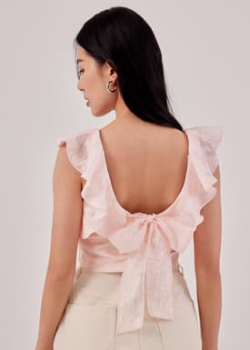 Aella Textured Frill Crop Top
