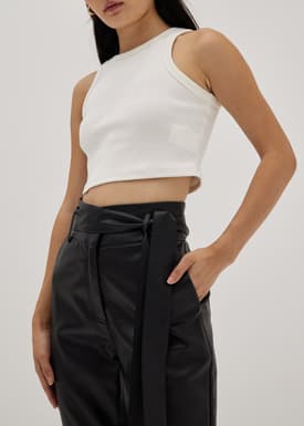 Vegan Leather Peg Leg Trousers