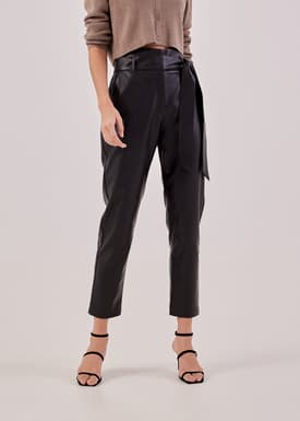 Vegan Leather Peg Leg Trousers