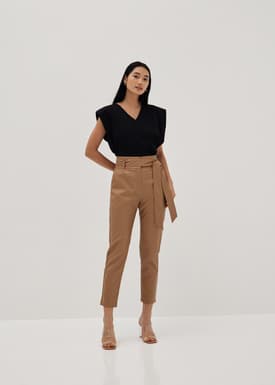 Vegan Leather Peg Leg Trousers
