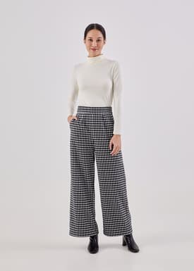 Chiara Houndstooth High Waist Trousers